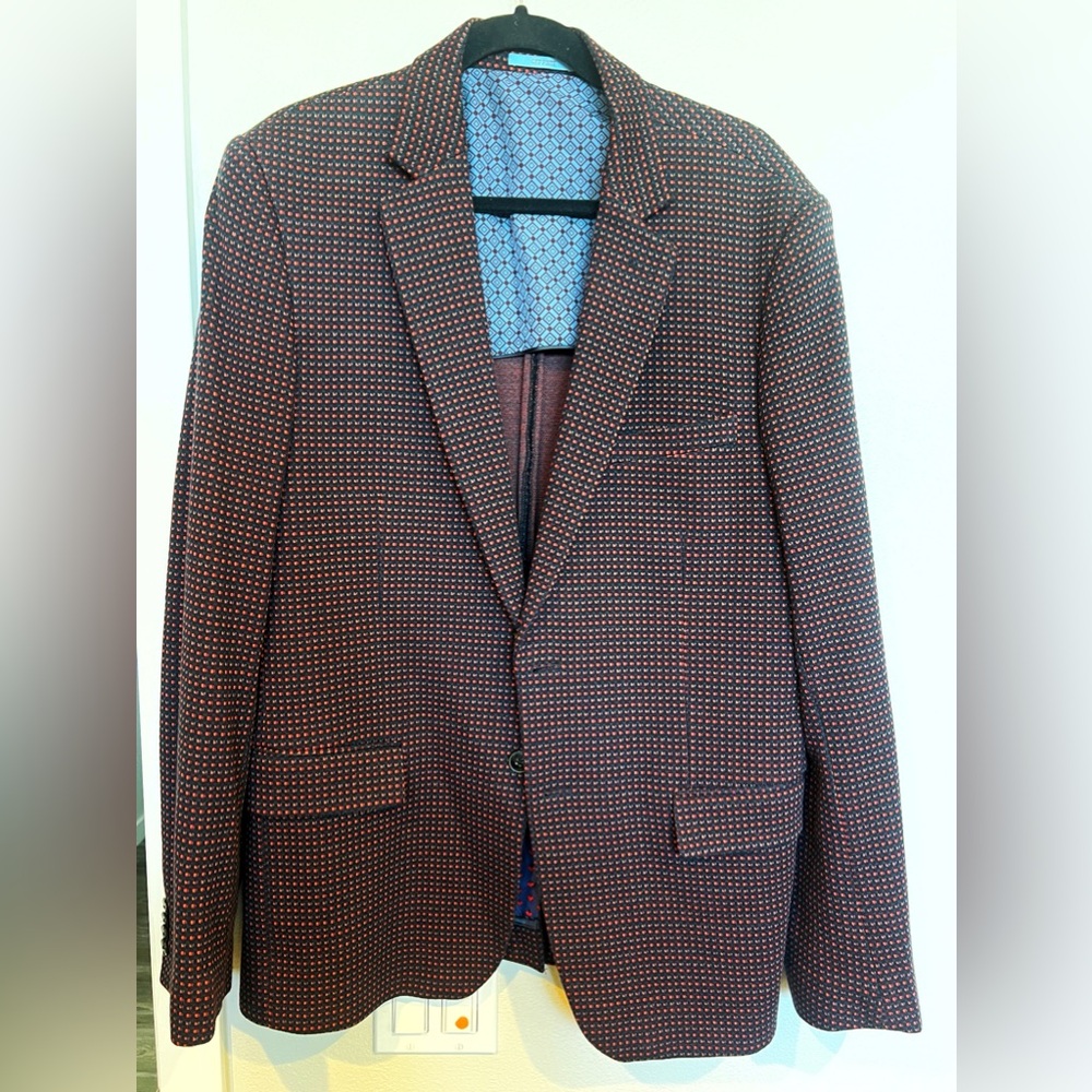 Scotch & Soda Sportscoast Blazer Mens Plaid Red and Dark Blue XL